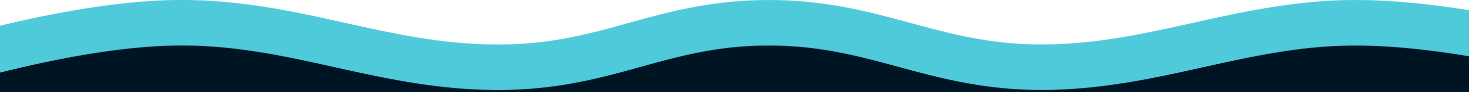 A graphic of stylized light blue and dark blue waves against a white background.
