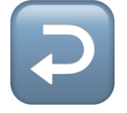 A light blue, glossy icon with a white U-turn arrow pointing left, often used for 'reply'.