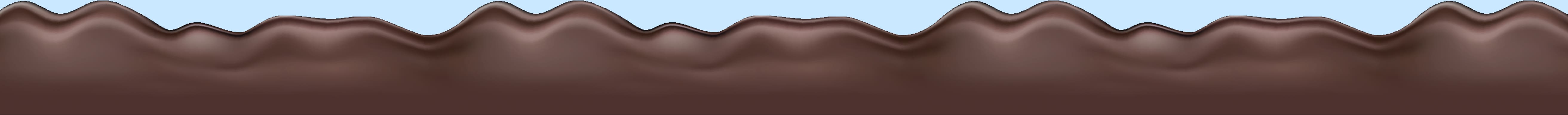 A digital illustration of a wavy, dripping layer of dark brown liquid against a light blue background.