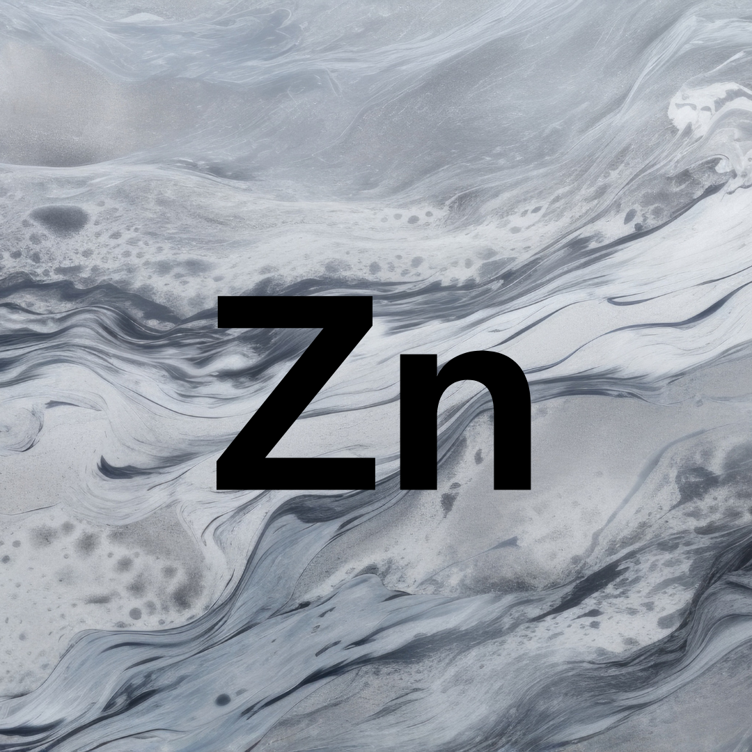 Newspaper background with an abstract pattern featuring the letter 'Zn'.