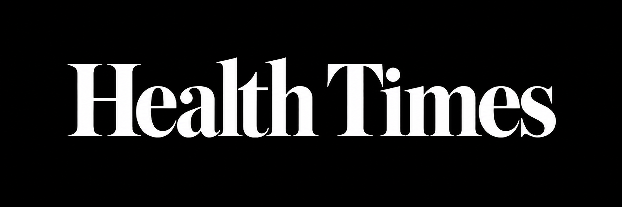 The words 'Health Times' in a white serif font against a solid black background.