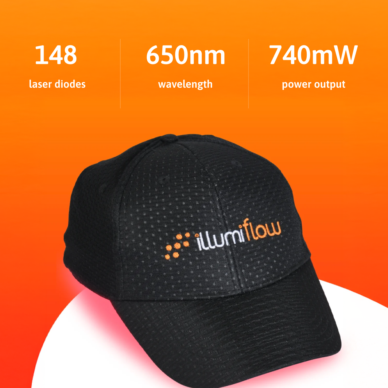 Black cap with 'illumiflow' logo and technical specifications above.