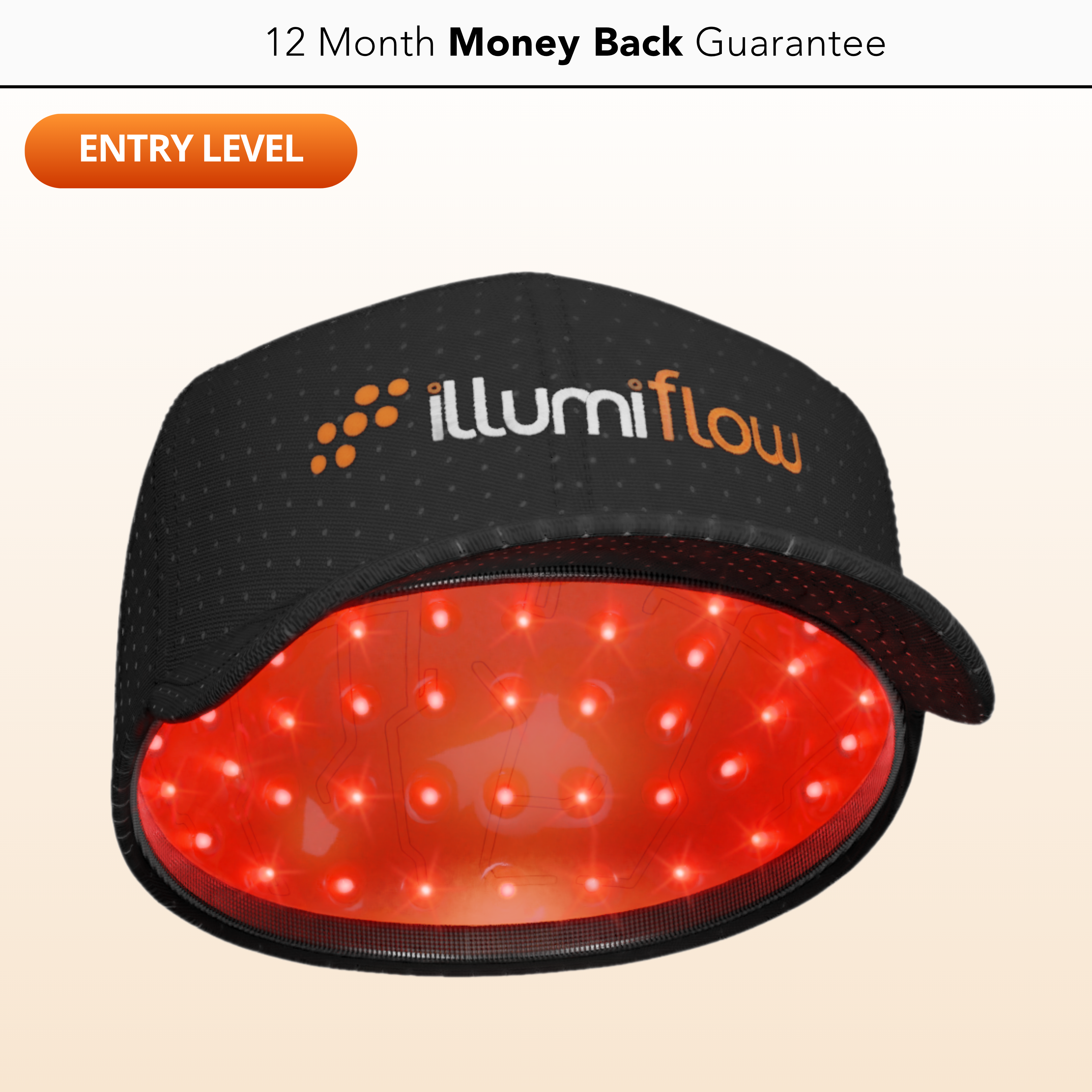 Cap with red LED lights inside, labeled 'illumiflow'.