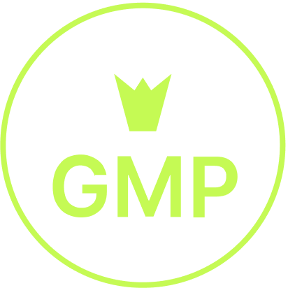 A black circular logo with a white crown over the letters GMP.