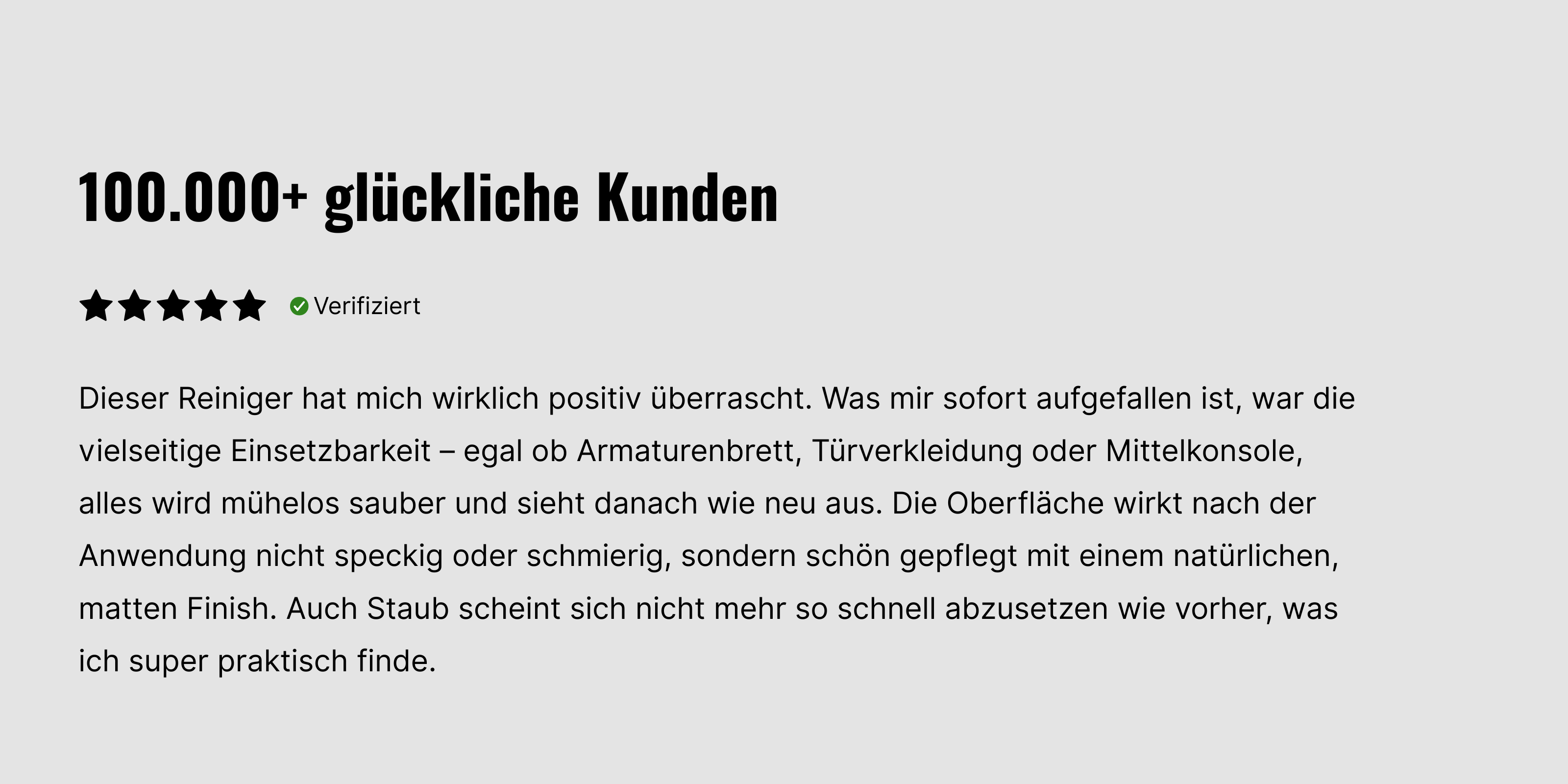 Text in German with a five-star rating and a verified checkmark.