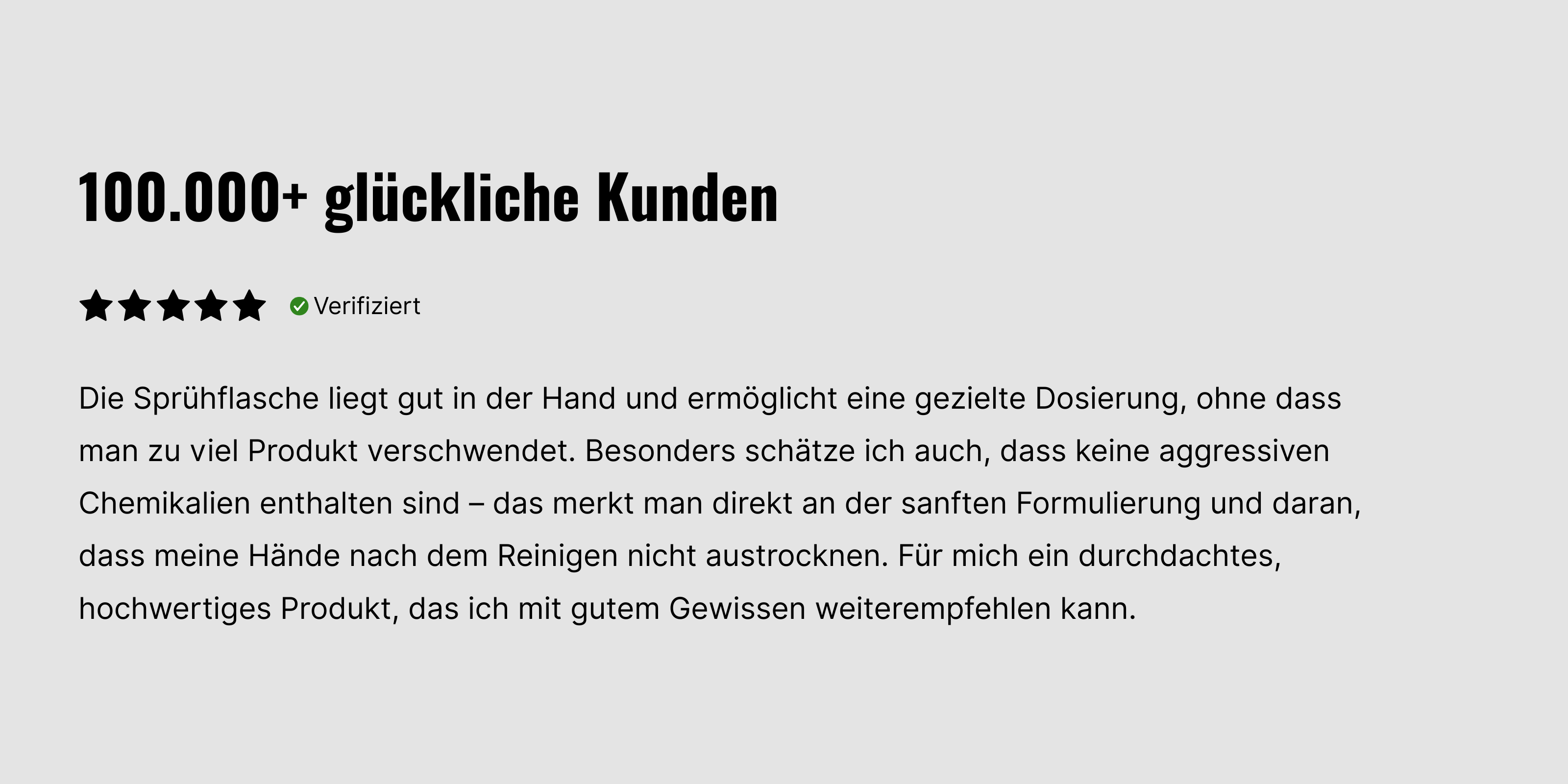 Text in German with a five-star rating and a verified badge.