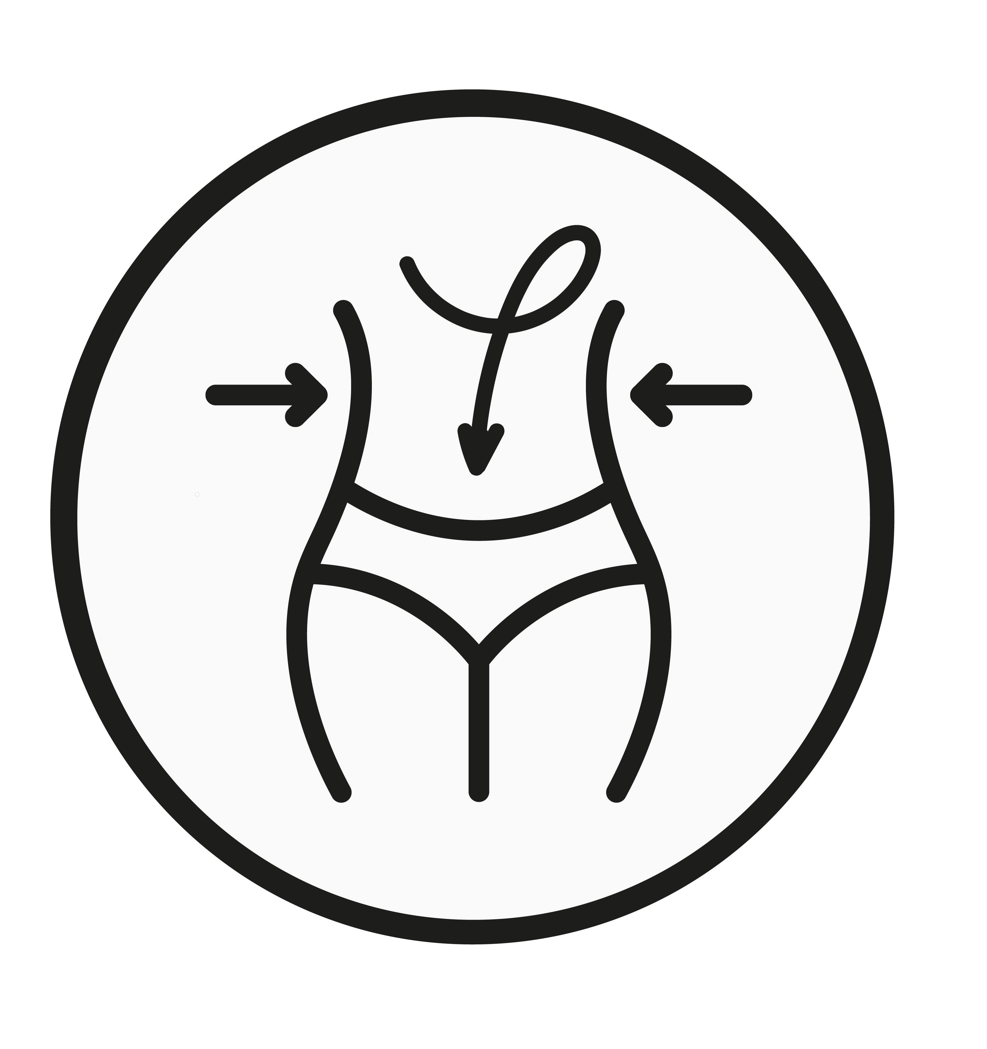 Icon of a torso with arrows pointing inward and downward.