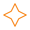 Orange star-shaped outline on a transparent background.
