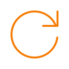 Orange circular arrow icon on a white background.