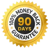 Gold seal with '100% Money Back Guarantee 90 Days' text.
