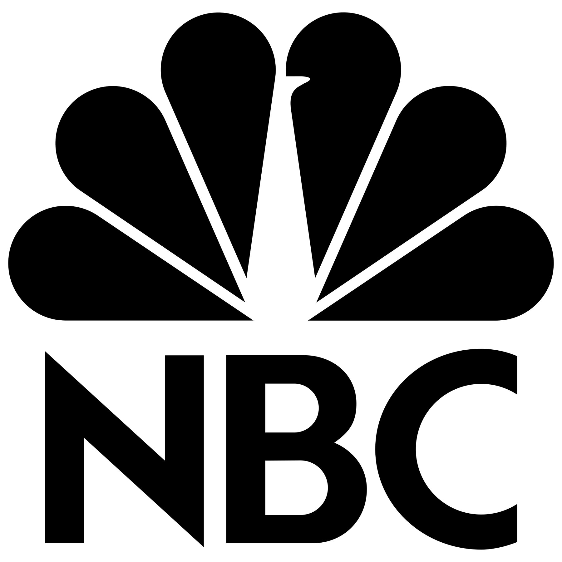 The black and white logo for NBC, featuring a stylized peacock above the letters N B C.
