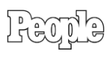 The word 'People' in a stylized, outlined font, which is the logo for People magazine.