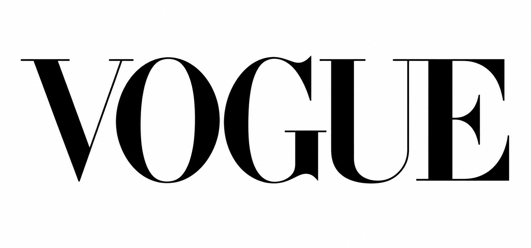 The word VOGUE in a black serif font on a white background.