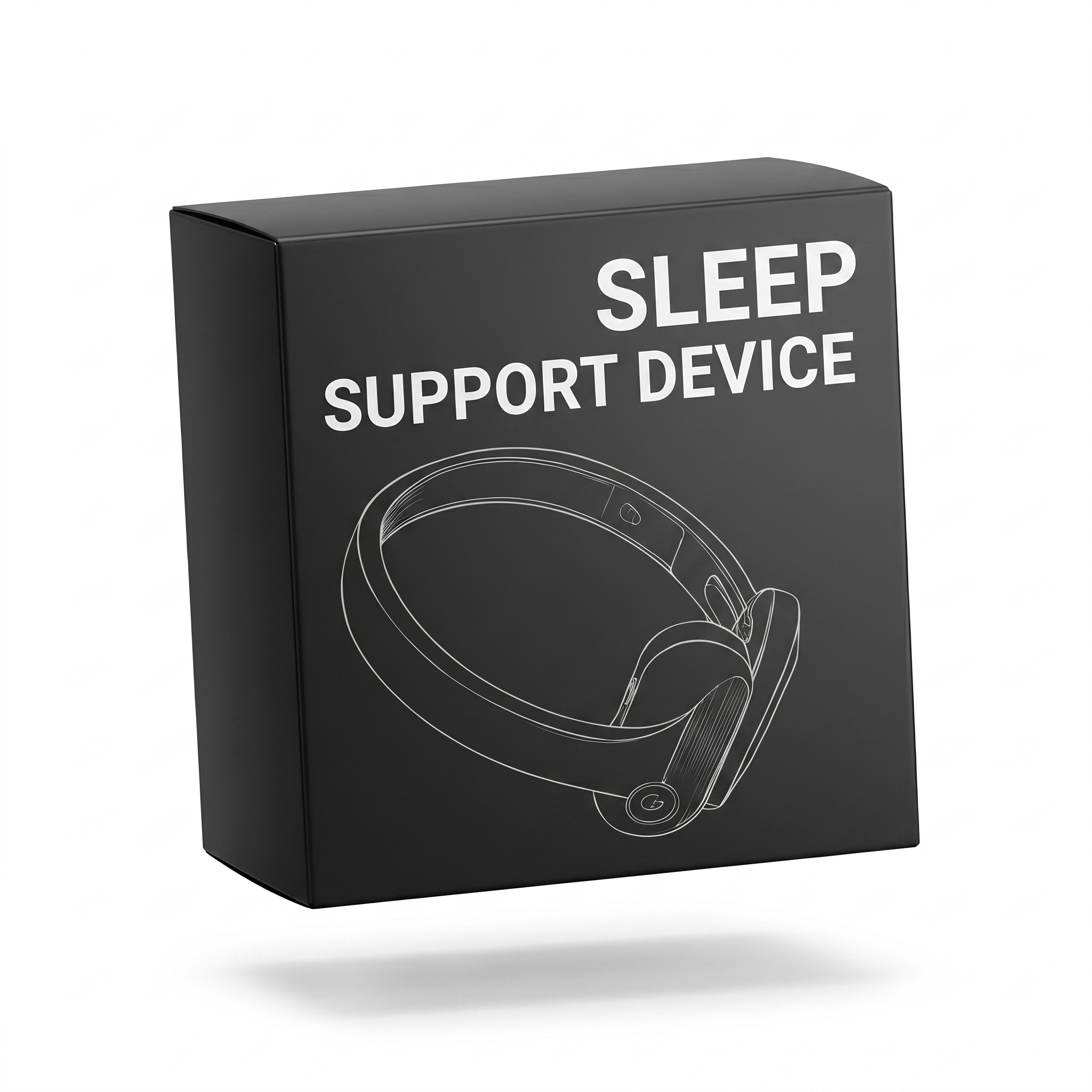 A black box for a 'Sleep Support Device' with a line drawing of the product on the front.
