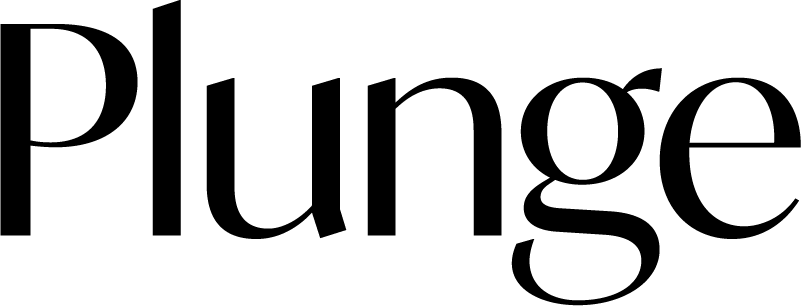 The word 'Plunge' written in stylish black font.
