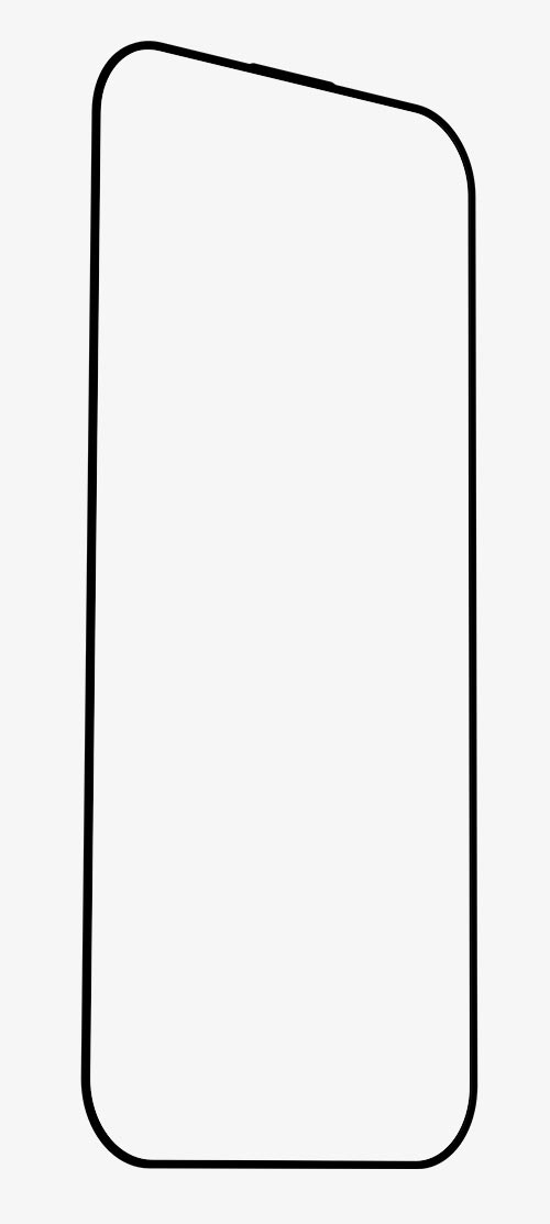 Outline of a smartphone with a blank screen on a white background.
