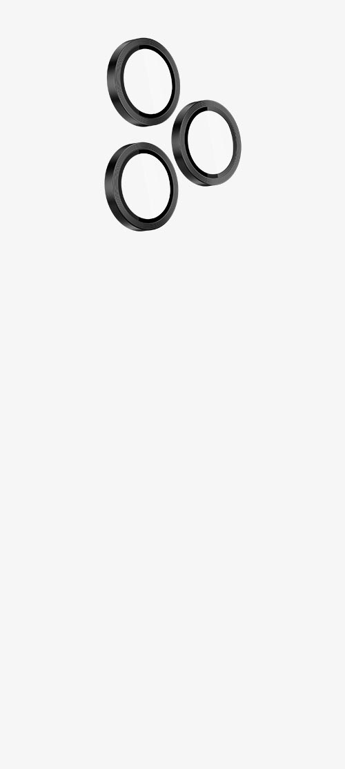 Three black rings on a light background.