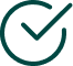 A dark green icon of a checkmark inside a circle.