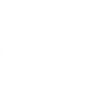 A white line drawing of a stylized atom on a green background.