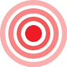 Concentric circles in shades of red and pink on a transparent background.