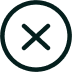 An icon of a dark 'X' inside a dark circle on a white background.