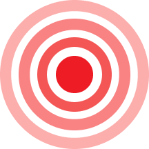 A series of red concentric circles on a white background.
