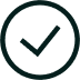 A dark green checkmark inside a matching circle.