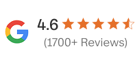 Google rating of 4.6 stars with 1700+ reviews.