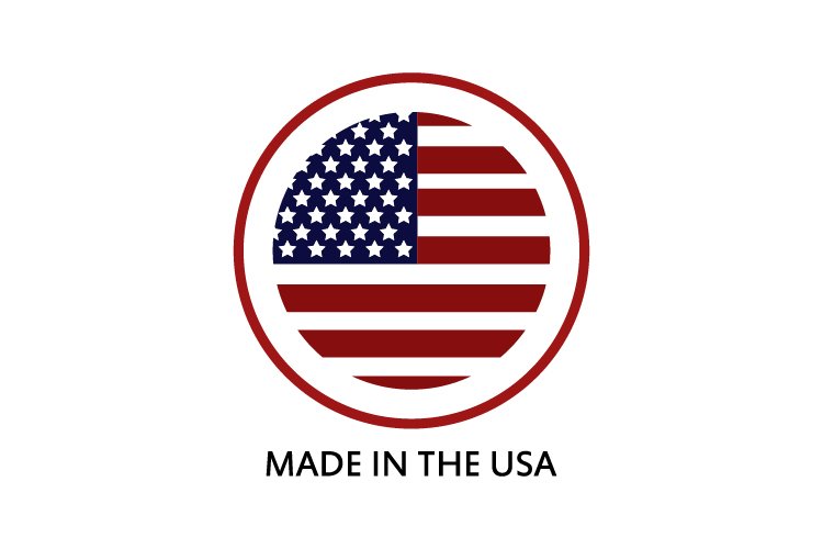 A circular 'Made in the USA' logo featuring the American flag.