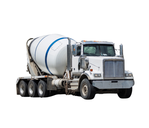 White cement mixer truck on a white background.