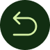 A light green, U-shaped arrow pointing left inside a dark green circle.