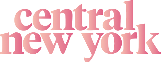 The words 'central new york' in a pink gradient, stylized, lowercase font on a transparent background.