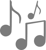 Gray musical notes on a white background.