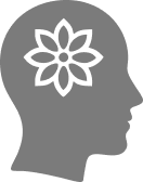 Silhouette of a head with a flower inside, symbolizing mental wellness.