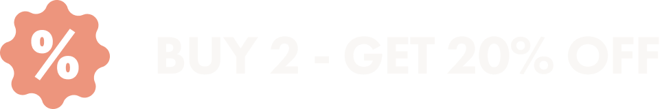 Text reading 'Buy 2 - Get 20% Off' with a percentage symbol.