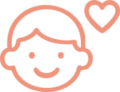 Simple line drawing of a smiling face with a heart.