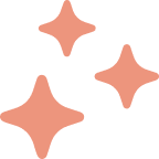 Three peach-colored star shapes on a transparent background.