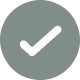 A gray checkmark icon on a circular background.