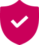 A pink shield icon with a checkmark inside.