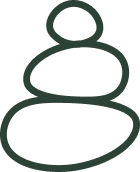 Simple line drawing of stacked stones.