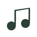 Two black musical notes on a white background.