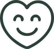 Smiling face inside a heart outline.