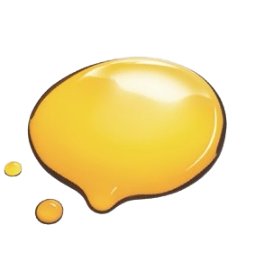 Illustration of a glossy, yellow liquid droplet on a white background.