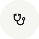 Simple black stethoscope icon on a light gray background.