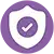 Purple shield icon with a white checkmark inside.