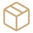 A tan icon of a closed cardboard box.