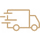 A simple line icon of a delivery truck with motion lines to indicate speed.