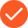 A white checkmark inside a pixelated orange diamond-shaped icon.