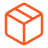 A pixelated, orange outline of an isometric cube on a black background.