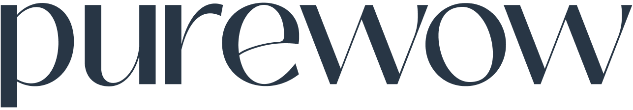 Logo with the text 'purewow' in dark blue font.